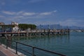 Desenzano del Garda, Italy - July 12, 2022 - yachts and boats docked at the port on Lake Garda on a sunny summer morning Royalty Free Stock Photo