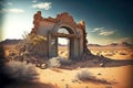 desert abandoned building with ruined stone doorway