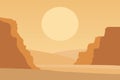 desert background. arizona, outdoor, landscape, eastern countri, sand terrain - Africa, Sahara, safari. vector, flat, simple, Royalty Free Stock Photo