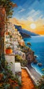 Mediterranean Landscapes: A High-detailed Painting Inspired By The View From My Balcony