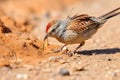 a desert bird hunting a lizard on the barren ground Royalty Free Stock Photo