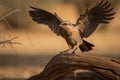 desert bird landing on dry tree branch Royalty Free Stock Photo