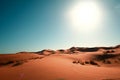 Desert, blue sky and sun