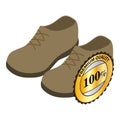 Desert boots icon isometric vector. Beige suede men shoes with lacing