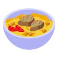 Desert bowl food icon isometric vector. Tent camp