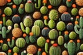 Desert Cacti Cactus blossom and Saguaros. Neural network AI generated