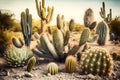 Desert Cacti Cactus blossom and Saguaros. Neural network AI generated