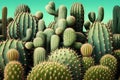 Desert Cacti Cactus blossom and Saguaros. Neural network AI generated