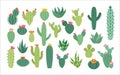 Desert cacti flowers. Cute mexico summer cactus set, plant stickers, mexican garden, exotic houseplants. Scrapbook Royalty Free Stock Photo