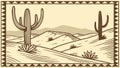 Desert Cactus Frame: Artistic Landscape Border, vector design Generative AI Royalty Free Stock Photo
