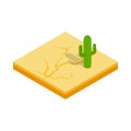 Desert cactus landscape icon, isometric 3d style