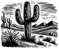 Desert Cactus Linocut