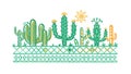 Desert Cactus Plants Border, Succulent Nature Vector Decoration, vector design Generative AI Royalty Free Stock Photo