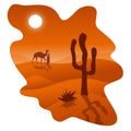 Desert with camel and cactus