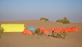 Desert camp with camping tent Royalty Free Stock Photo