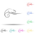 Desert, chameleon, animal multi color set icon. Simple thin line, outline vector of desert icons for ui and ux, website or mobile