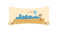 Desert City Map Scroll: Historical Exploration Ancient Civilization, vector design Generative AI Royalty Free Stock Photo