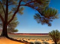 Desert coniferous watercolour duotone.