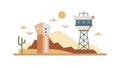 Desert Control Tower Arid Communication Aviation, vector design Generative AI Royalty Free Stock Photo