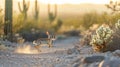 Desert Cottontail Rabbit Running at Sunset Royalty Free Stock Photo