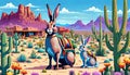 Desert country cartoon comedy rabbit decoration