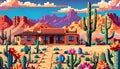 Desert country house native decoration pixel art