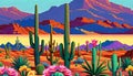 Desert country sand dunes saguaro cactus flower blossom shadow