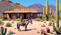 Desert country sod house donkey burro transportation Royalty Free Stock Photo