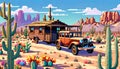 Desert country travel old jalopy motorhome vacation