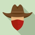 Desert cowboy icon, flat style