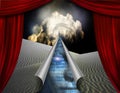 Desert curtain scene opened to another Royalty Free Stock Photo