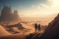 Desert Dreams: A Cinematic 3D Render of a Couple\'s Epic Adventure