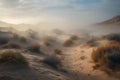 desert dunes, with the setting sun bringing warm and vibrant colors to the sky