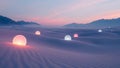 Desert Dusk with Single Glowing Orb Royalty Free Stock Photo