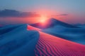 Desert Dusk: Waves of Sand Under a Melodic Sunset. Concept Landscape Photography, Desert Sunset,