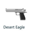 Desert eagle Pistol gun, military handgun weapon, firearm automatic revolver black isolated icon vector illustration.