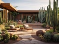 Desert Elegance: A modern garden oasis with sun-kissed sandstone and cacti