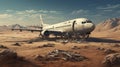 Desert Emergency: Crash-Landed Jet Amidst Arid Sands