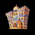 Desert Emirates Palaces Arabian Architecture. Game Assets Card Object Buildings