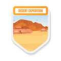 Desert expedition flat color vector badge