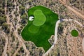 Desert Golf overhead aerial view Royalty Free Stock Photo