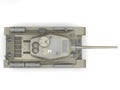 Desert gray old military tank - top down view