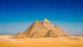 Desert with the great pyramids of Giza Royalty Free Stock Photo