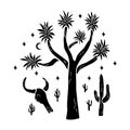 Desert Hand Drawn Silhouette Vector Illustration