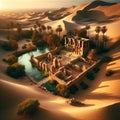 Desert Haven: Oasis of Life in the Barren Wilderness Royalty Free Stock Photo