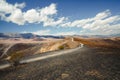 Desert hiking, Death Valley National Park. Amazing volcanic landscape, Ubehebe Crater