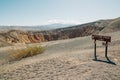 Desert hiking. Little Hebe Crater sign in Death Valley National Park, CA