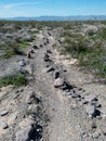 Desert hiking on the Mohave - Milltown Railroad trail Royalty Free Stock Photo