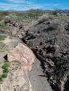 Desert hiking, the Mohave - Milltown Railroad trail Royalty Free Stock Photo