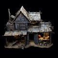 Lively Tavern Scenes: A Miniature Wooden House With Cinematic Lighting